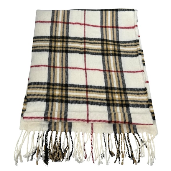 Cashmere tartan plaid fringe scarf Made In Scotland - Picture 2 of 3